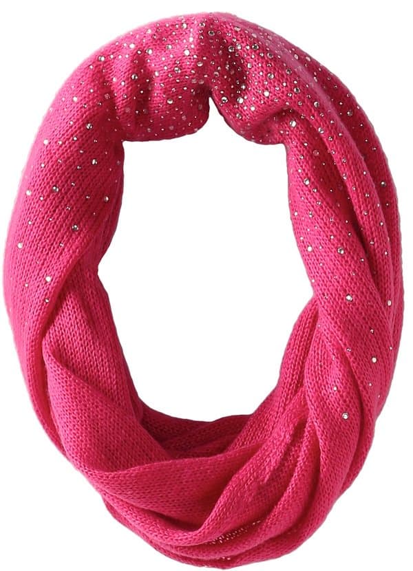 Betsey Johnson Crystal Light Infinity Scarf in Fuchsia