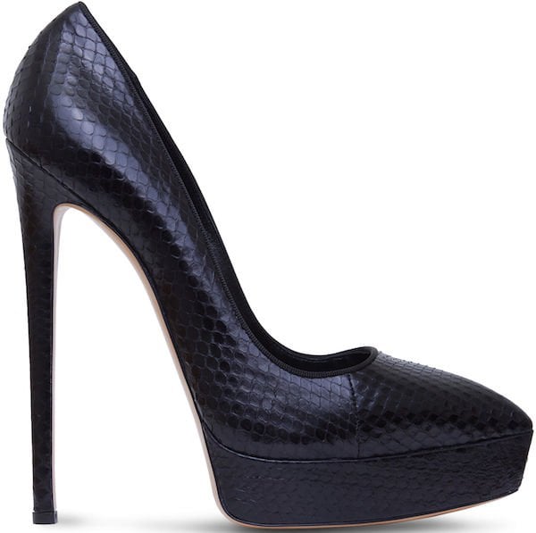 Casadei "Mohawk" Platform Pump in Black Snakeskin