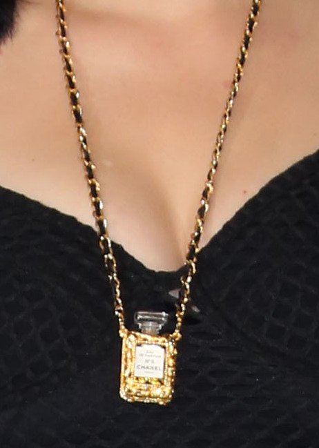 Katy Perry wearing Chanel No. 5 Necklace