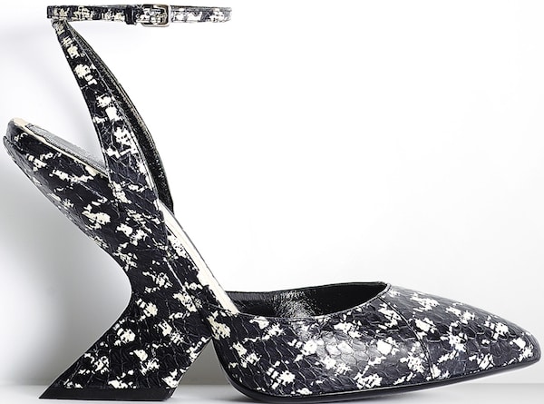 Christian Dior Black-and-White Snakeskin Houndstooth Sandal