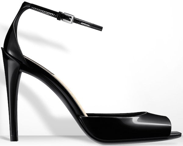 Christian Dior Black Glazed Leather Sandal