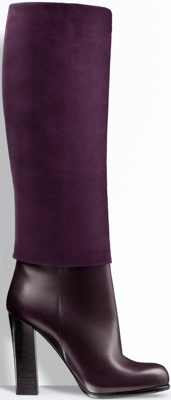 Christian Dior Dark Plum Leather and Suede Calfskin Boot