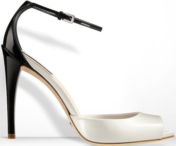 Christian Dior Latte-and-Black Glazed Leather Sandal