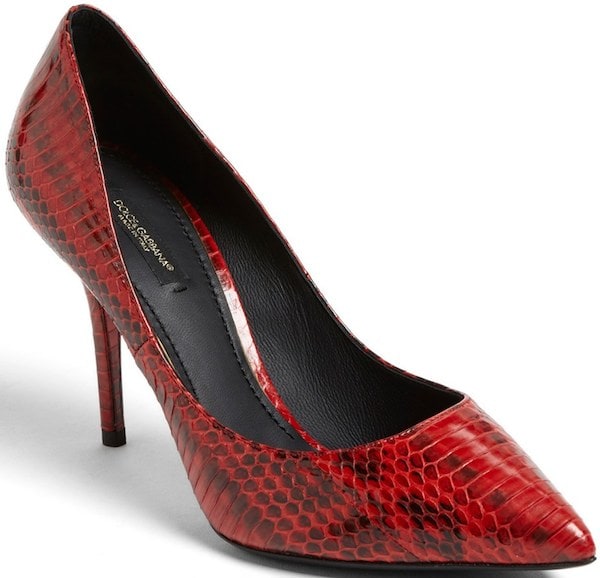 Dolce & Gabbana Red Elaphe Snakeskin Pumps