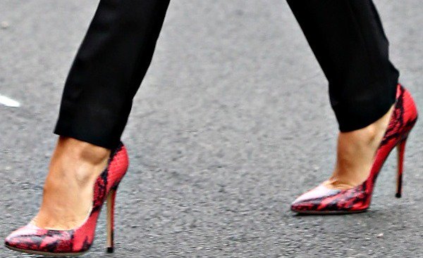 Eva Longoria rocking red python pumps from Brian Atwood