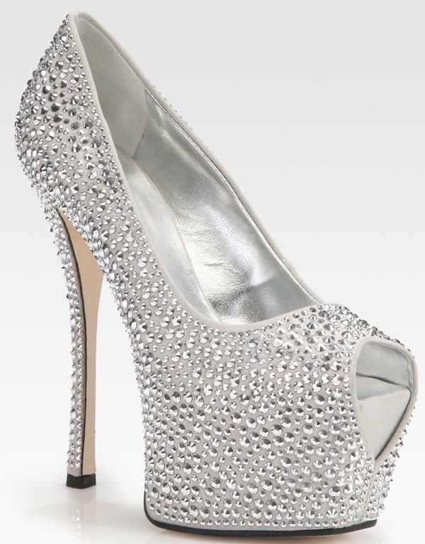 Giuseppe Zanotti Crystal Coated Suede Platform Pumps