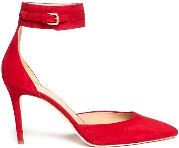 J.Crew Ankle-Strap Pump in Red Suede