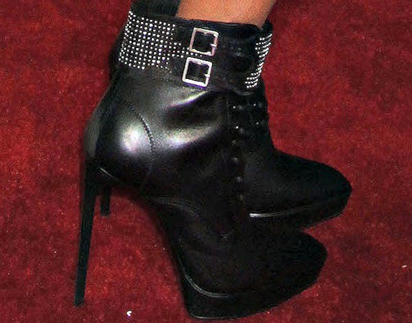 Jennifer Hudson in studded lace-up platform booties from Saint Laurent