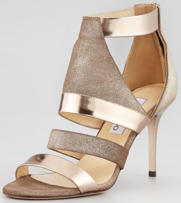 Jimmy Choo 'Berlin' Mixed Media Sandals in Bronze