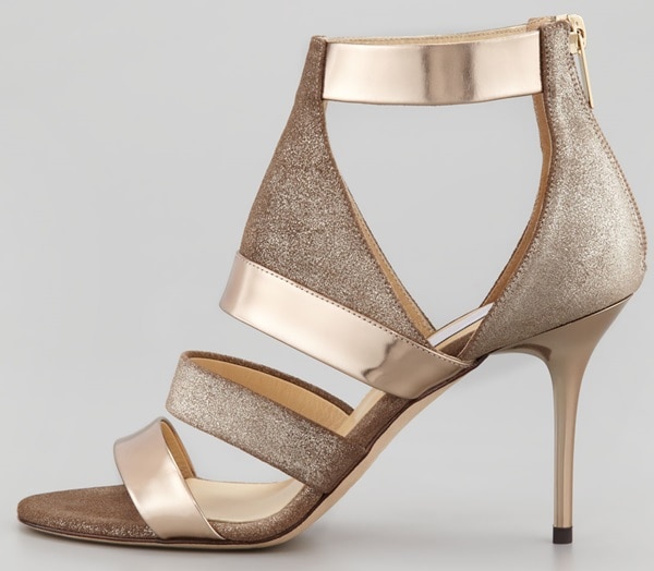 Jimmy Choo 'Berlin' Mixed Media Sandals in Bronze