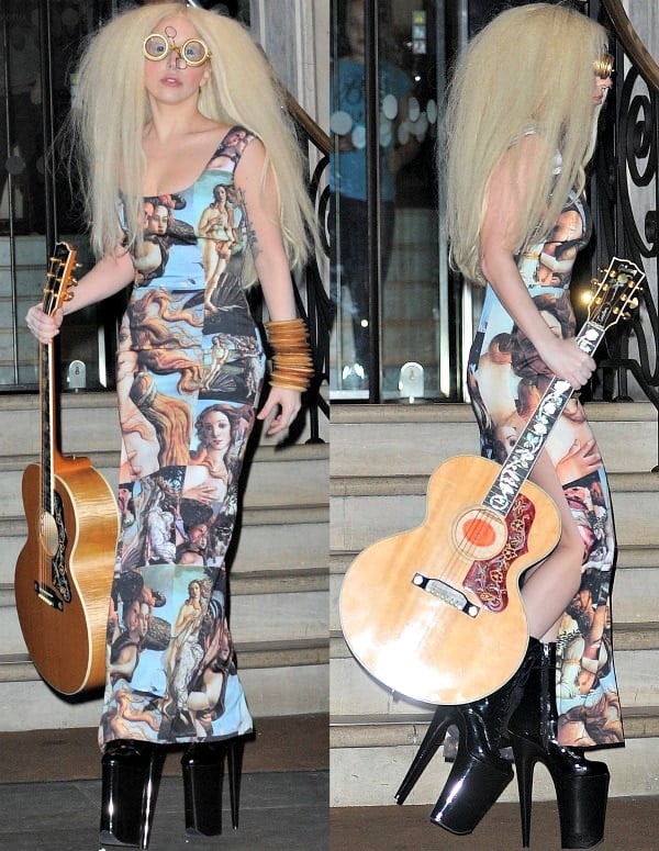 Lady Gaga leaves her hotel to head to a recording studio in London