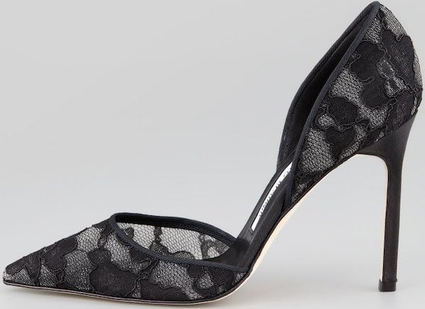 Manolo Blahnik "Tayler" Lace Pump in Black