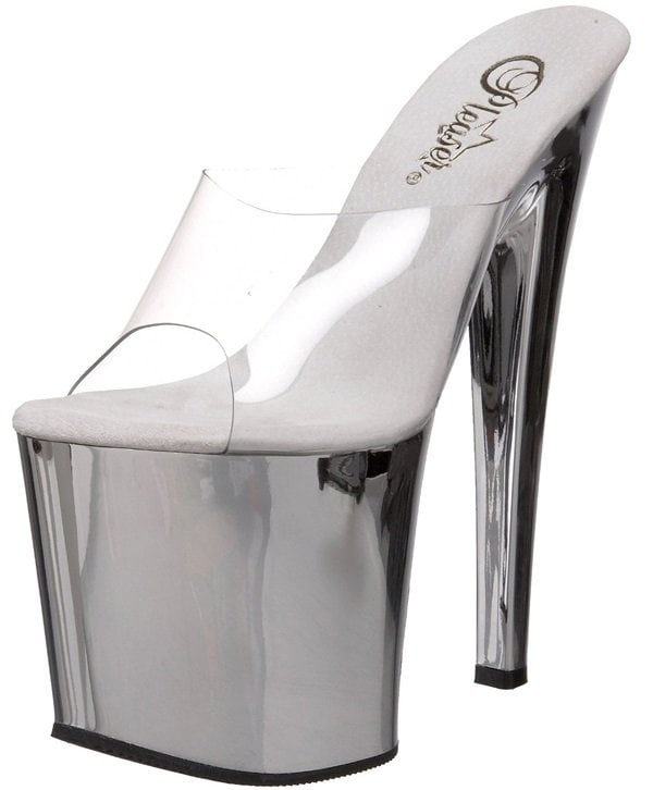 Pleaser Taboo Sandals with Silver Platforms