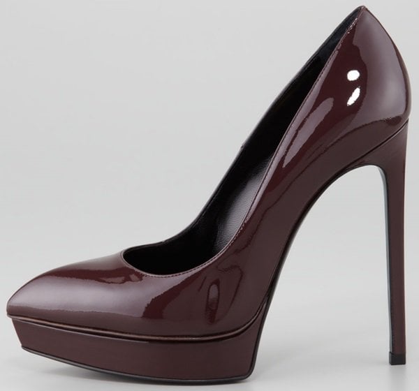 Saint Laurent 'Janis' Pumps in Patent Bordeaux