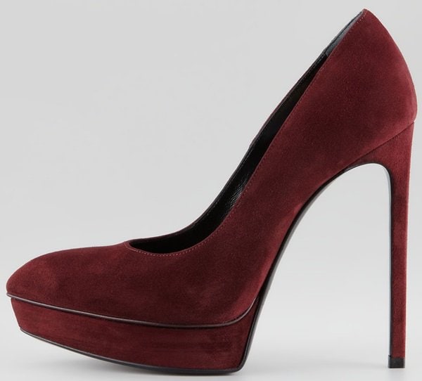 Saint Laurent 'Janis' Pumps in Bordeaux Suede