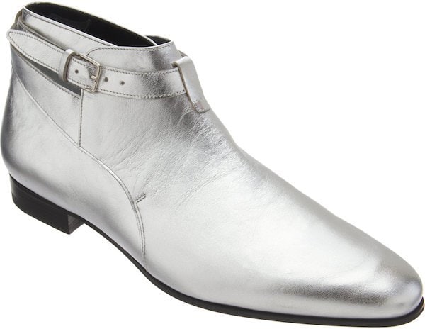 Saint Laurent Silver Cropped Jodhpur Ankle Boot