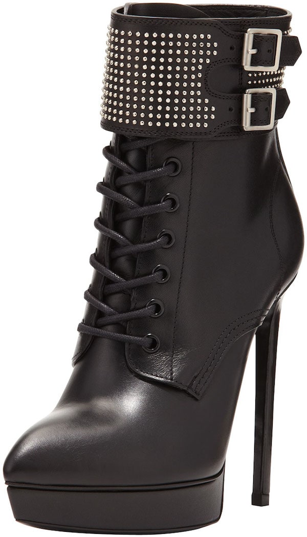 Saint Laurent Studded Lace-Up Platform Boot