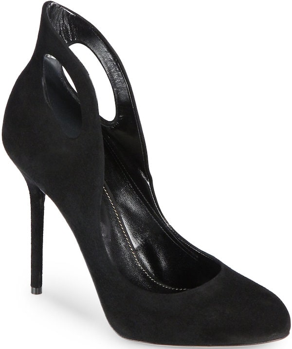 Sergio Rossi "Oblo" Cutout Pump in Black Suede