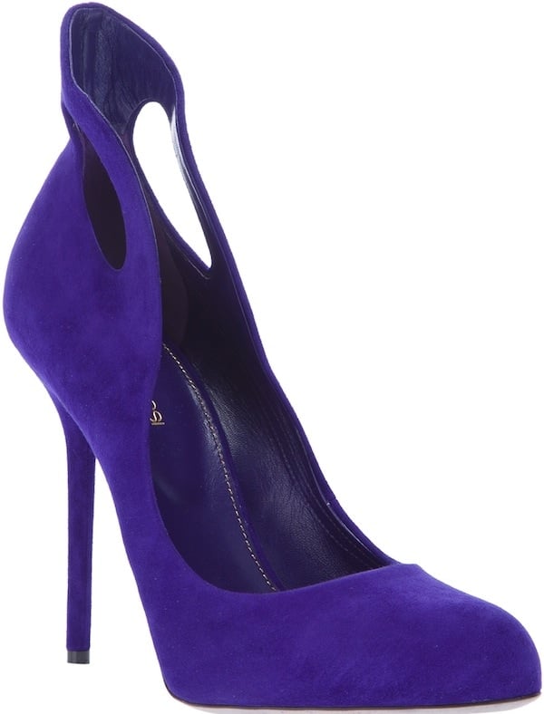 Sergio Rossi "Oblo" Cutout Pump in Purple Suede