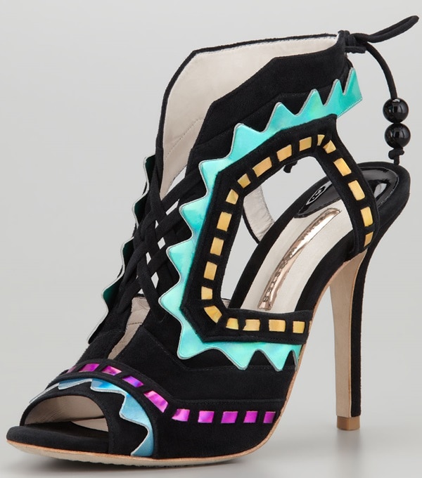 Sophia Webster Riko Holographic Lace-Up Sandals