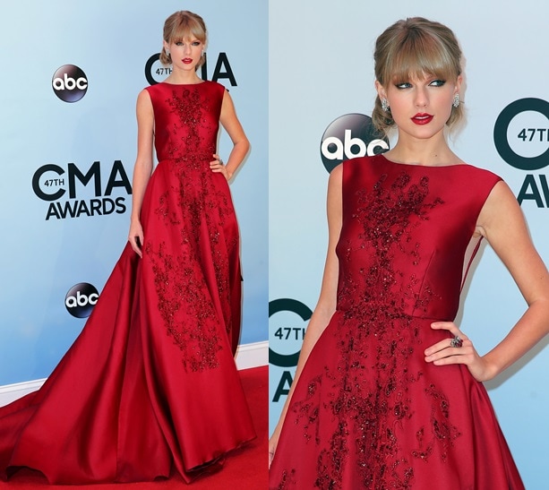 Taylor Swift steals the spotlight in an Elie Saab gown at the 47th Annual Country Music Awards