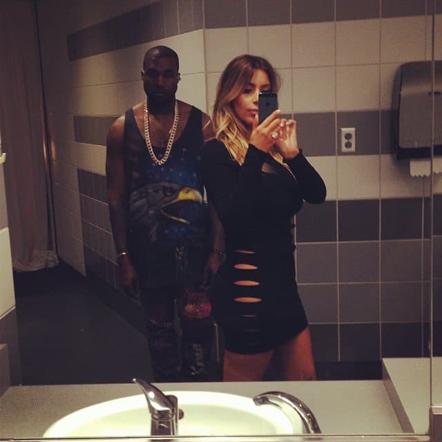 Posted on November 30, 2013, with the caption "Bathroom selfie right before Yeezus hits the stage"
