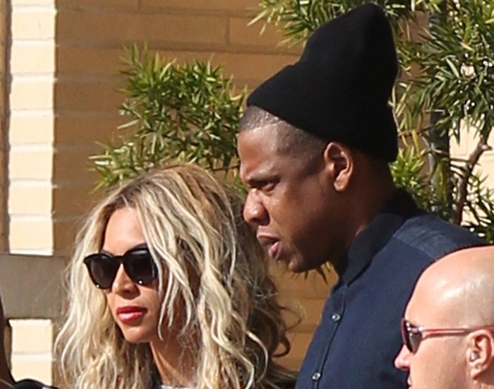 Beyonce wears her hair down as she goes shopping with husband Jay-Z in Beverly Hills