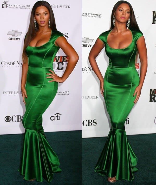 Beyonce Knowles donned a skin-tight Zac Posen Resort 2008 dress