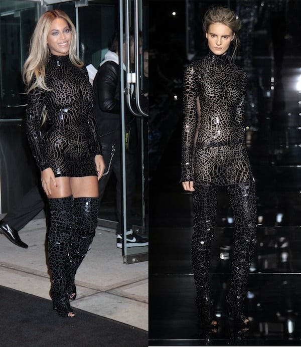 Beyonce rocking a head-to-toe runway look from Tom Ford's Spring/Summer 2014 collection