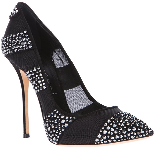 Casadei Black Embellished Pumps