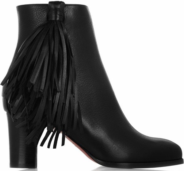 Christian Louboutin "Jimmynetta" Black Fringed Ankle Boots