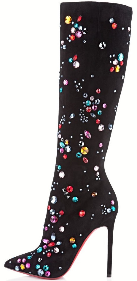 Christian Louboutin "Pigalle Botta Strass" Knee-High Boots