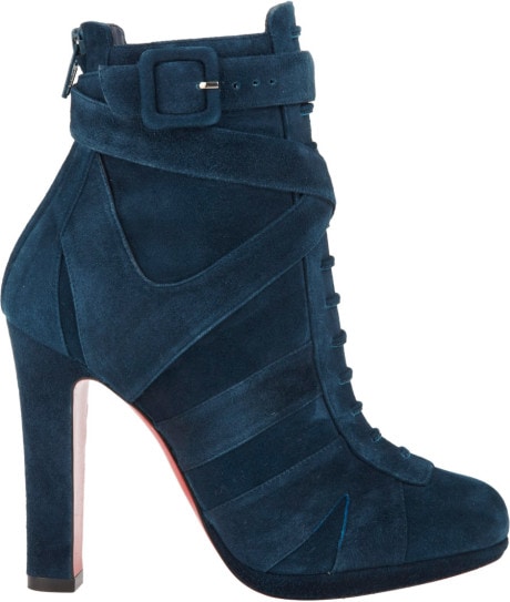 Christian Louboutin "Lamu" Blue Khol Suede Ankle Boots