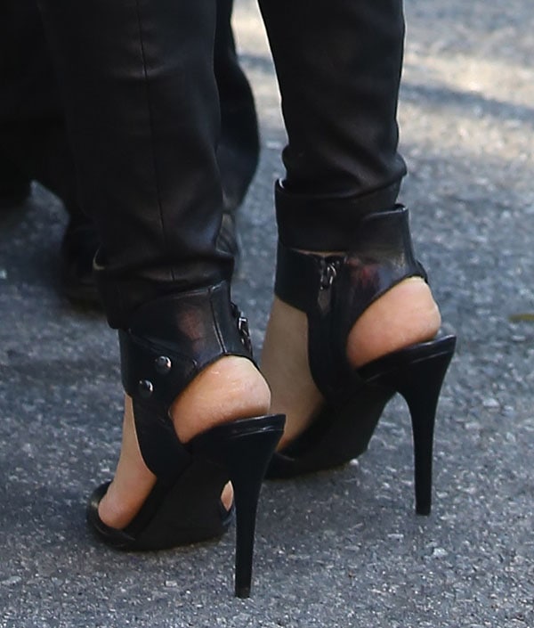 Fergie styled her heels with leather pants