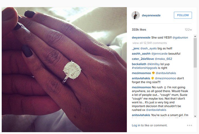 Dwyane Wade proposed to Gabrielle Union in December 2013