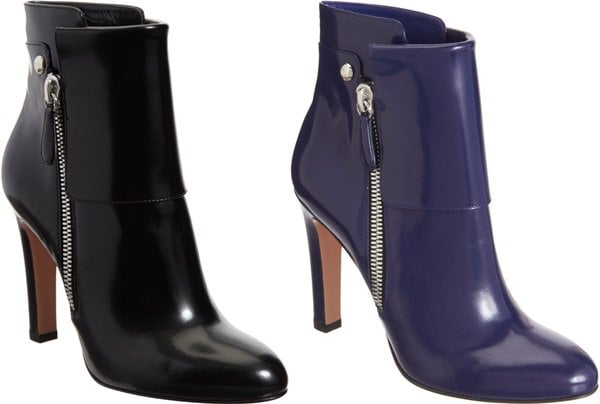 Gianvito Rossi Patent Cuffed-Ankle Booties in Black and Indigo