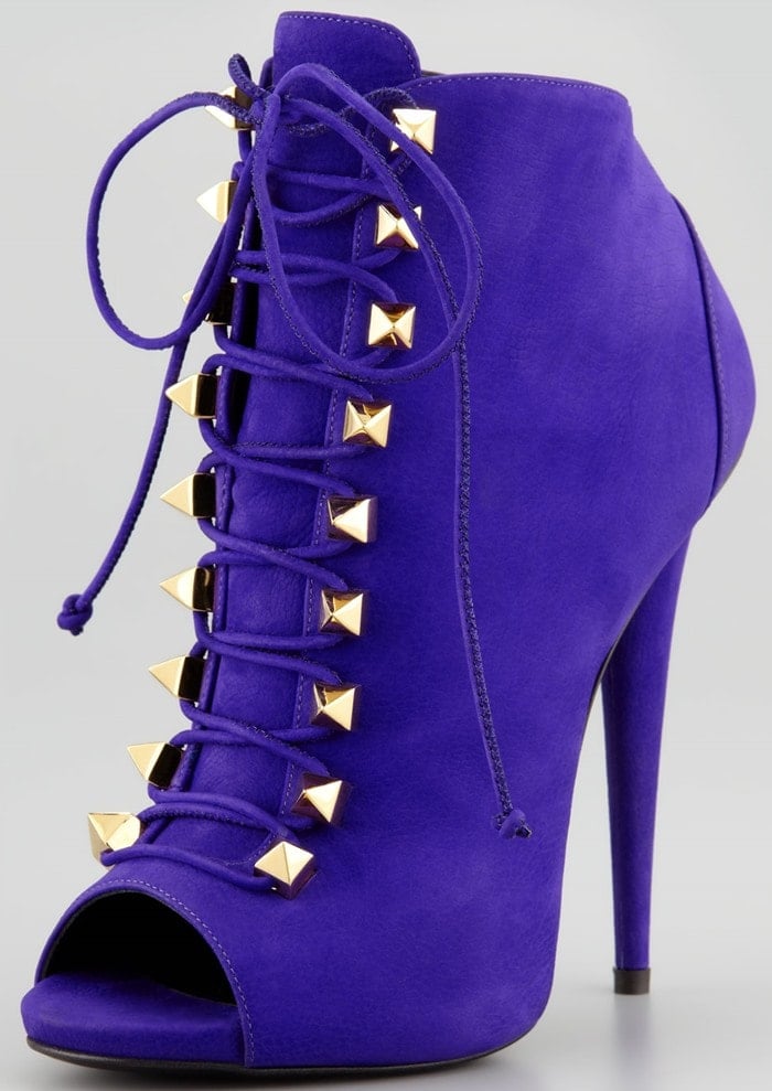 Giuseppe Zanotti Studded Suede Lace-Up Bootie