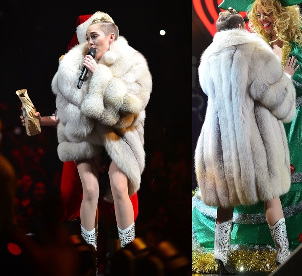 Miley Cyrus performs onstage during Y100's Jingle Ball 2013 Presented by Jam Audio Collection at BB&T Center on December 20, 2013, in Sunrise, Florida