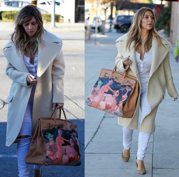 Kim Kardashian's customized bag features a nude painting by a famous contemporary artist, George Condo