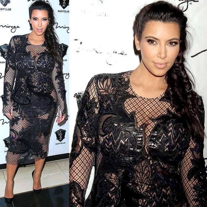 Kim Kardashian rocked a revealing dress at 1 Oak Nightclub at The Mirage Resort and Casino in Las Vegas