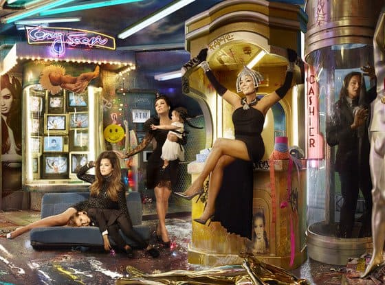 The Kardashian and Jenner women pose in elegant black dresses for their 2013 Christmas Card