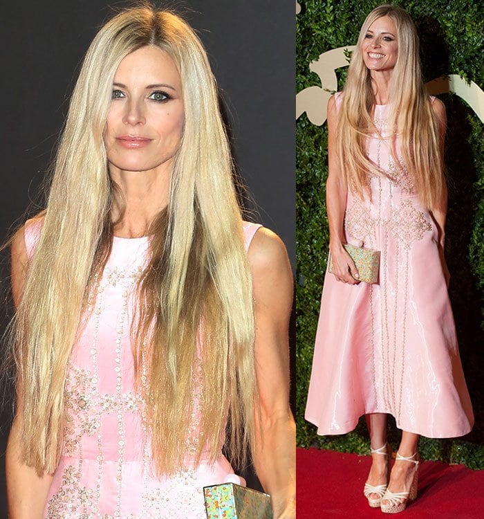 Laura Bailey wears a pink Roksanda Illincic dress at the 2013 British Fashion Awards