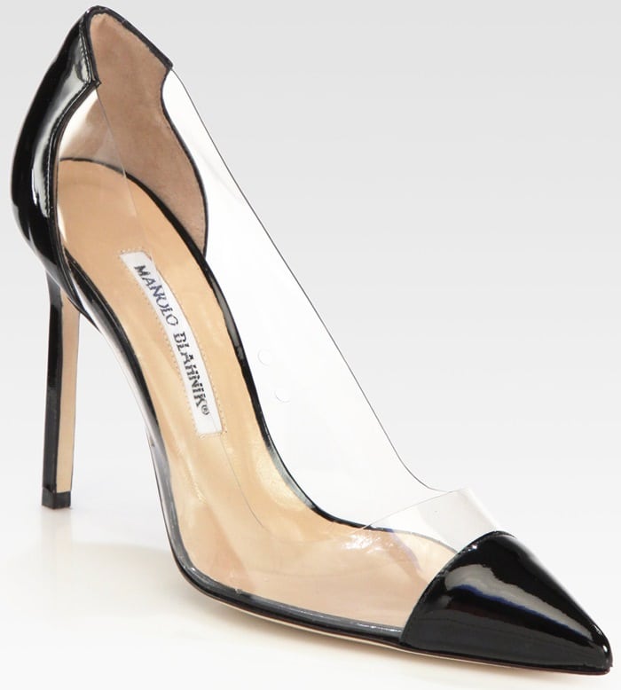 Manolo Blahnik Black Pacha Translucent Captoe Pumps