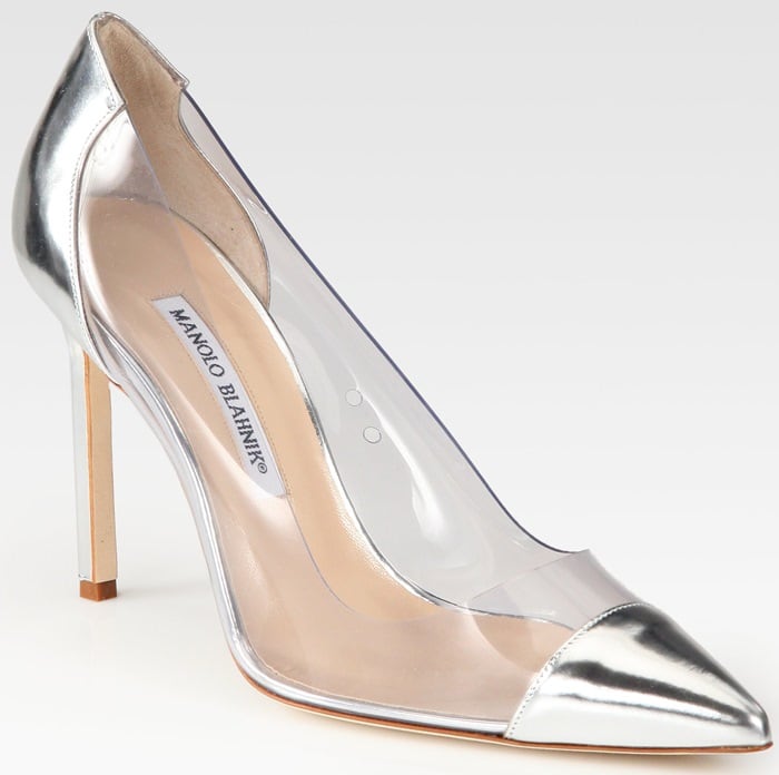 Manolo Blahnik Silver Pacha Translucent Captoe Pumps