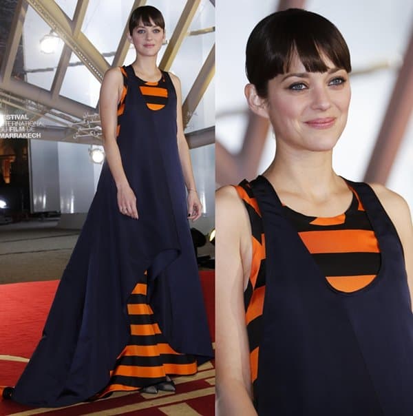 Marion Cotillard in a quirky Christian Dior ensemble at the 13th Marrakech International Film Festival on December 4, 2013