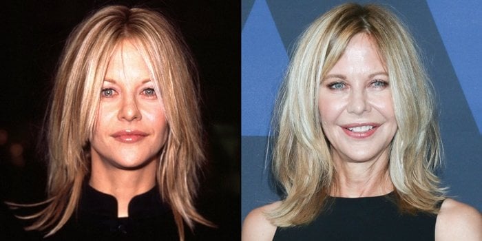 Meg Ryan at the premiere of Kate & Leopold in 2011 compared to her appearance at the 11th Annual Governors Awards in 2019