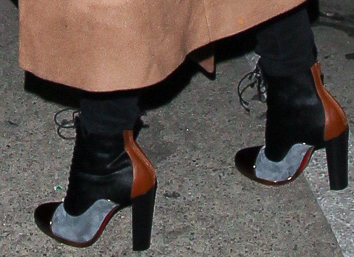 Olivia Munn wears a new pair of mixed-texture Christian Louboutin boots