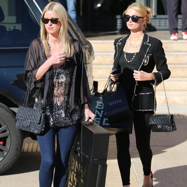 Paris and Nicky Hilton Go Shopping in Christian Louboutin and Alaïa