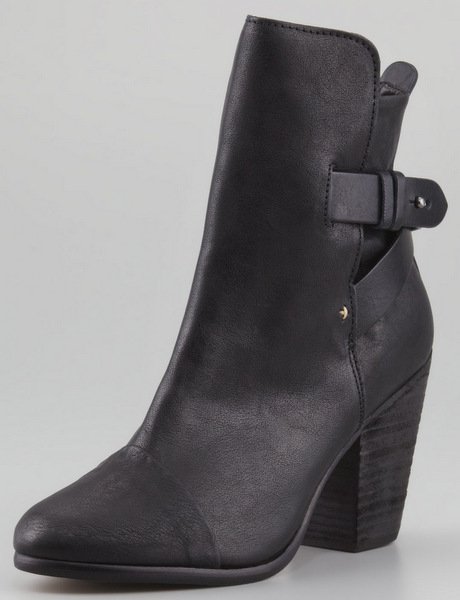 Rag & Bone "Kinsey" Leather Ankle Booties in Black