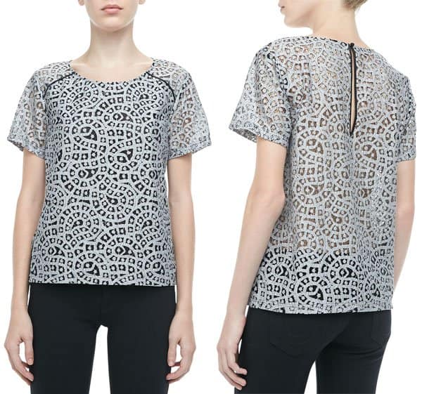 Rebecca Minkoff Skyline Metallic Crochet Top